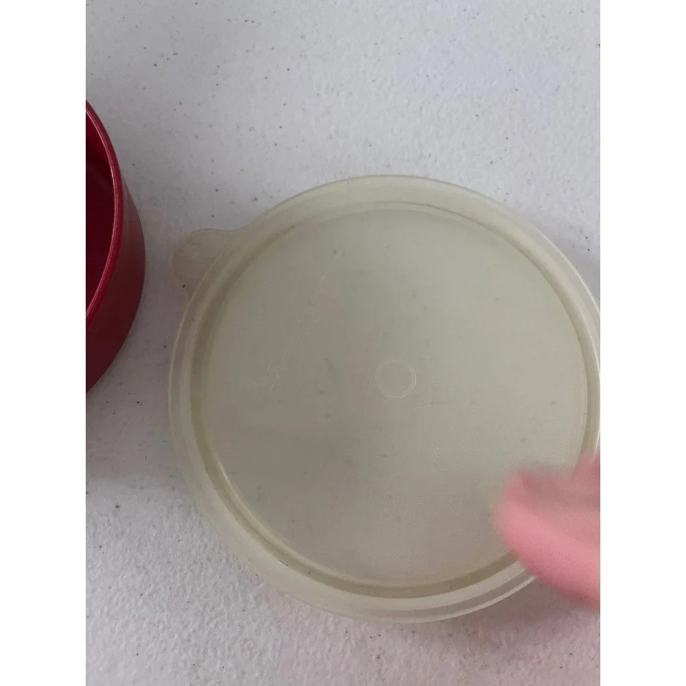 Vintage Tupperware Red Small Round Bowl with Lid 1286-13 Seal 215-23 USA